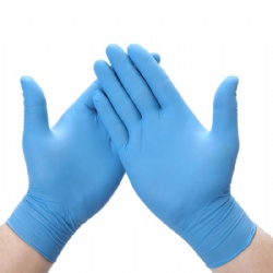 Disposable blue nitrile glove