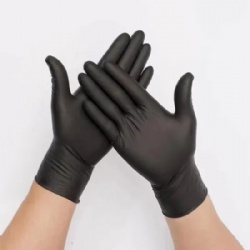 Disposable black nitrile glove